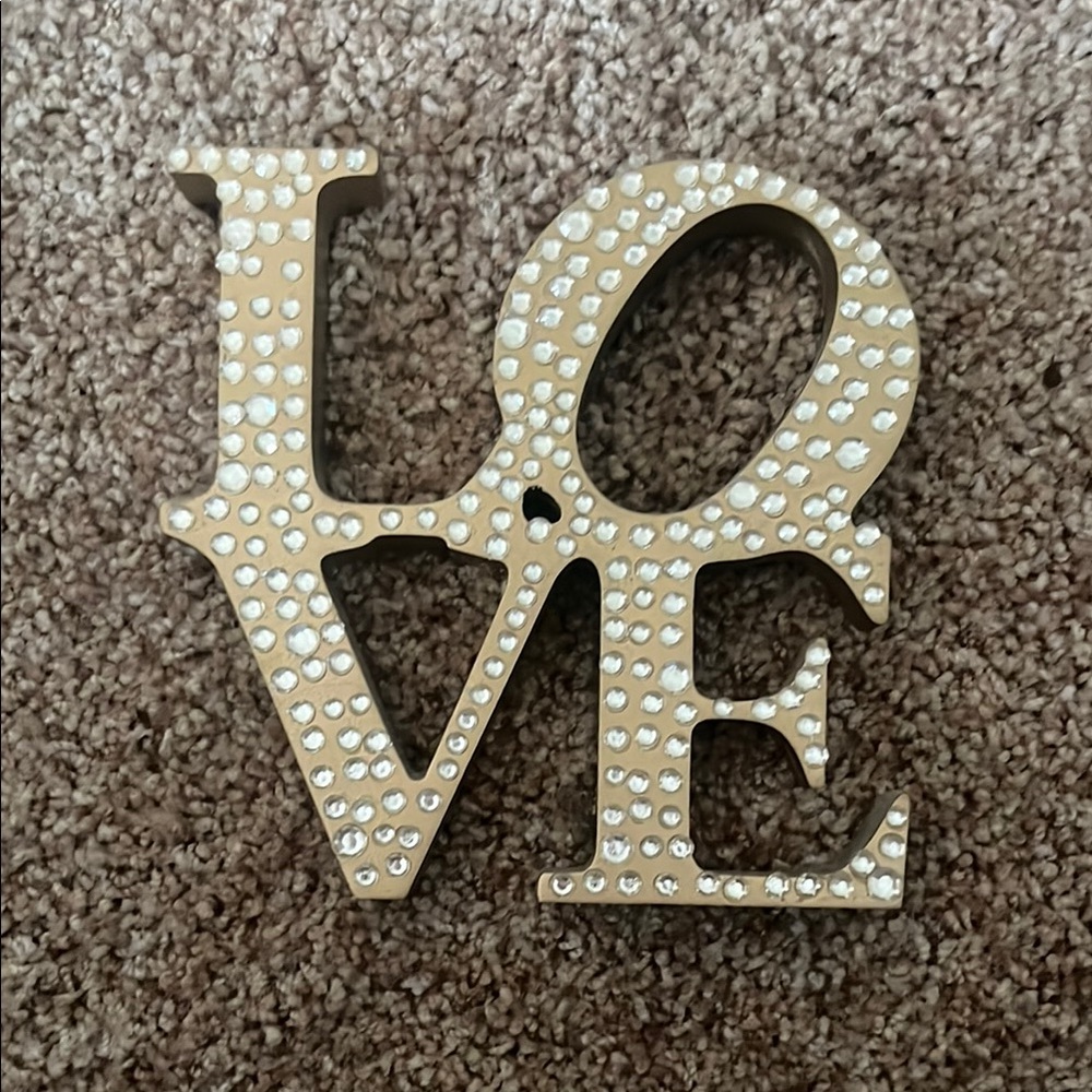 Tan LOVE Wall Decor with Rhinestones